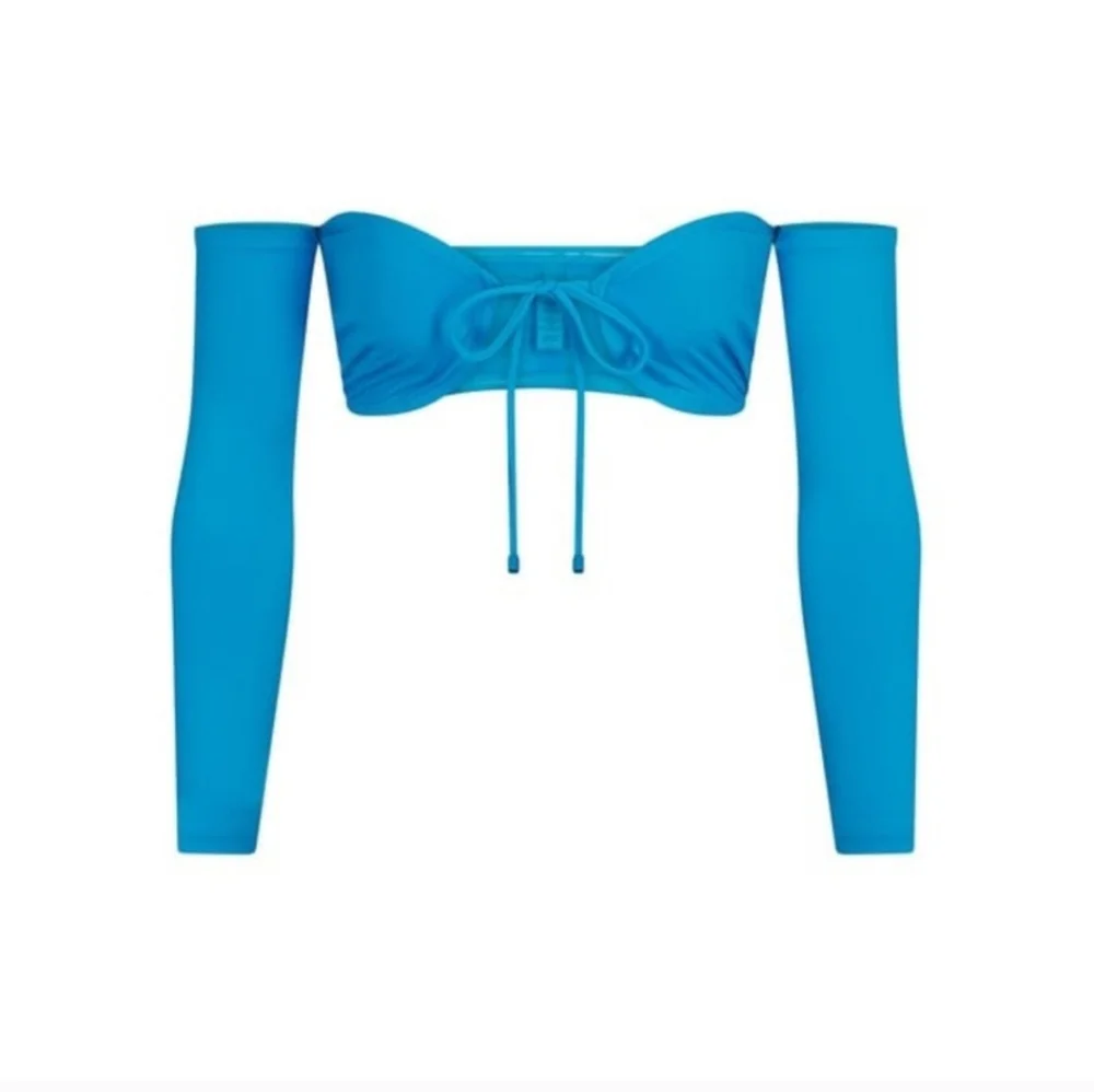 Skims Recycled Swim Long Sleeve Bikini Top Plus Turquoise NWT 4X